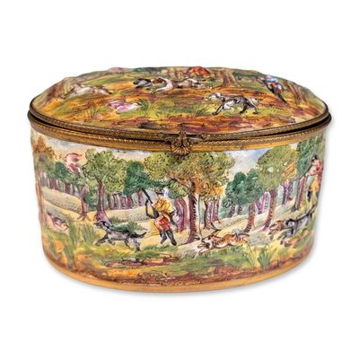 Sale Photo Thumbnail #148: Capodimonte Italian Porcelain Relief Hunting Scene Box