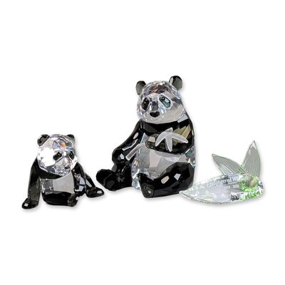 Sale Photo Thumbnail #62: 3pc Swarovski Crystal 2008 SCS Annual Edition Figurine, Panda Mother and Cub plus Title Plaque