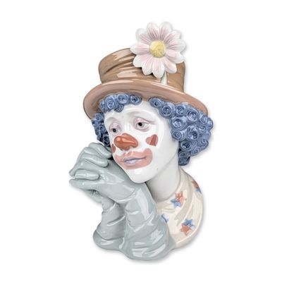 Sale Photo Thumbnail #181: Lladro Spanish Glazed Porcelain Melancholy Clown Bust 5542