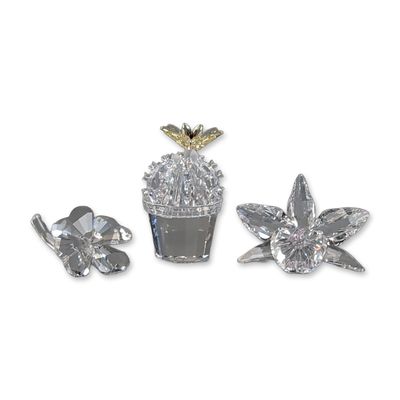 Sale Photo Thumbnail #87: 3pc Swarovski Crystal Figurines, Flowering Cactus, Orchid & Clover