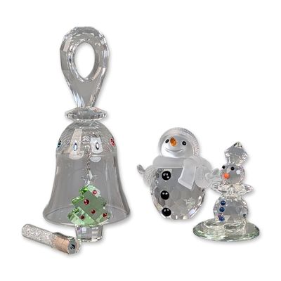 Sale Photo Thumbnail #229: 4pc Collection of Swarovski Silver Crystal Holiday Figurines and Solaris Bell