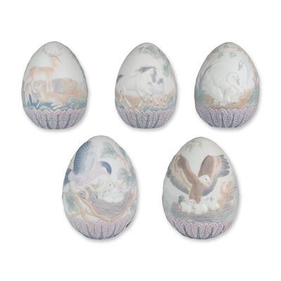 Sale Photo Thumbnail #226: 5pc Lladro Porcelain Collector Eggs