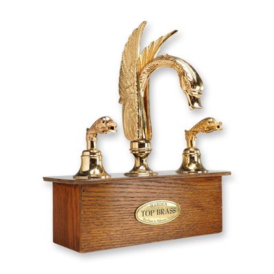 Sale Photo Thumbnail #322: Harden Industries Top Brass Polished Swan Faucet Set with Display Stand