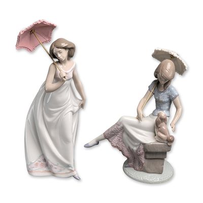 Sale Photo Thumbnail #354: 2pc Lladro Porcelain Figurines, Afternoon Promenade 1007636 and Perfect Picture 1007612