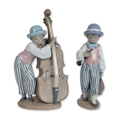 Sale Photo Thumbnail #361: 2pc Lladro Glazed Porcelain Jazz Musician Figurines 5928 Jazz Clarinet and 5834 Jazz Bass