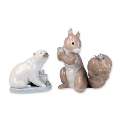 Sale Photo Thumbnail #358: Two Lladro Porcelain Figurines, Mini Polar Bear 01005434 & A Surprise Visit 01006409