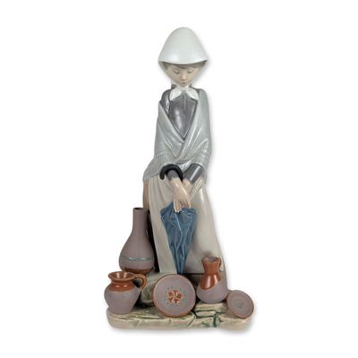 Sale Photo Thumbnail #379: Lladro Spanish Porcelain Ceramic Seller Sculpture 5081