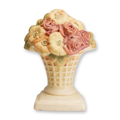 Sale Photo Thumbnail #125: Weller Pottery Floral Basket Doorstop, Roma