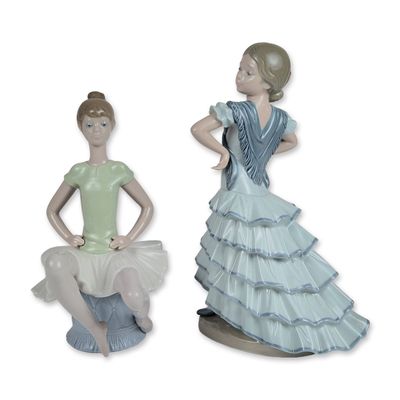 Sale Photo Thumbnail #198: 2pc Lladro Dancer Porcelain Figurines, Little Senorita 5054 and Laura 1360