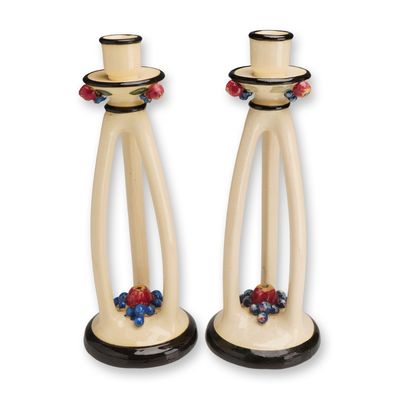 Sale Photo Thumbnail #296: Pair of Weller Pottery Art Deco Candleholders, Noval