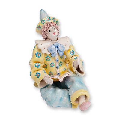 Sale Photo Thumbnail #107: Gump's Italian Seated Pierrot Clown Reading