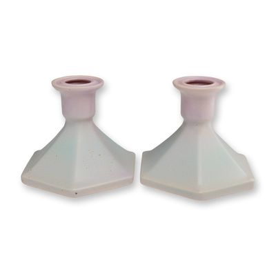 Sale Photo Thumbnail #129: Pair of Weller Pottery Lavonia Ware Candlesticks
