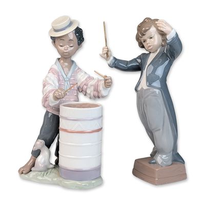Sale Photo Thumbnail #366: Two Lladro Porcelain Figurines, Caribbean Rhythm 01006277 & Little Maestro 01006349