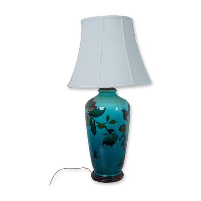 Sale Photo Thumbnail #321: Vintage Porcelain Blue Floral Lamp