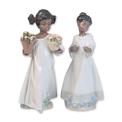 Sale Photo Thumbnail #220: 2pc Lladro Porcelain Figurines, First Flowers 01006757 & Enchanting 01006808
