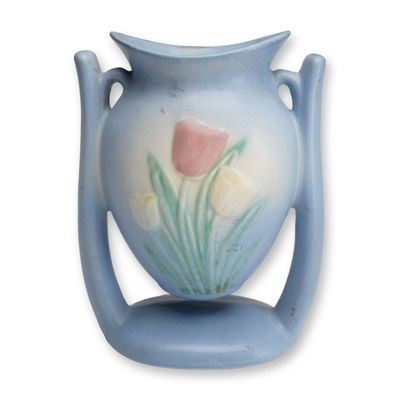 Sale Photo Thumbnail #300: Hull Pottery Sueno Tulip Suspended Double Handle Vase