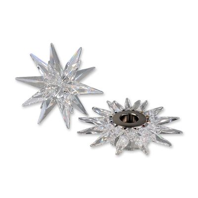 Sale Photo Thumbnail #74: 2pc Swarovski Silver Crystal Solaris and Medium Star Candleholders