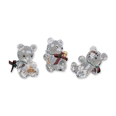 Sale Photo Thumbnail #63: 3pc Swarovski Silver Crystal Kris Bear Figurines