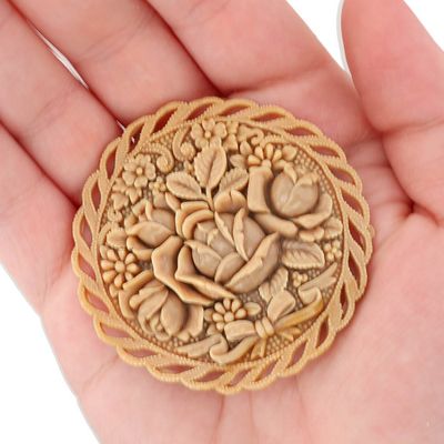 Sale Photo Thumbnail #192: Japan Vintage Silver Tone Celluloid Floral Spray Wreath Brooch