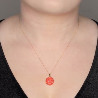 Sale Photo Thumbnail #474: Carla 14K Yellow Gold Carved Coral Rose Necklace