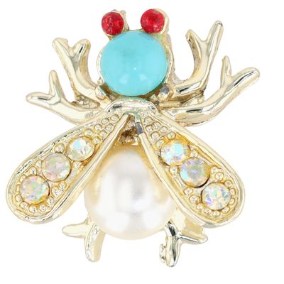 Sale Photo Thumbnail #89: Silver Tone Multi-Stone Fly Brooch