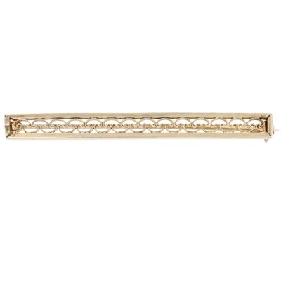 Sale Photo Thumbnail #229: Harry S. Bick 12K Gold Filled Filigree Detail Bar Brooch
