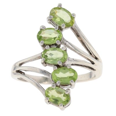 Sale Photo Thumbnail #539: Sterling Silver Peridot Swirl Statement Ring Size 9