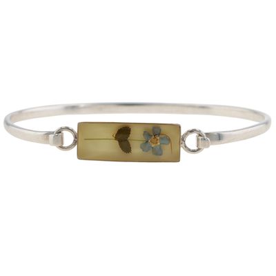 Sale Photo Thumbnail #569: Sterling Silver Resin Forget Me Not Flower Clasp Bracelet