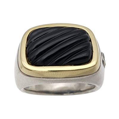 Sale Photo Thumbnail #499: David Yurman Sterling & 18K Gold Carved Ring Sz 10