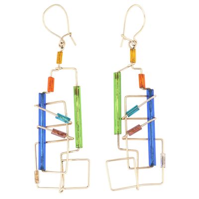 Sale Photo Thumbnail #599: 14K Yellow Gold Beaded MCM Geometric Dangle Earrings