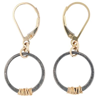 Sale Photo Thumbnail #238: 14K Gold Filled Sterling Silver Wire Wrapped Circle Drop Earrings
