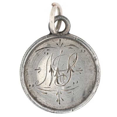Sale Photo Thumbnail #266: Antique 1889 900 Silver Engraved Seated Liberty Dime Love Token Pendant