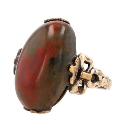 Sale Photo Thumbnail #205: Clark & Coombs 10K Gold Filled Jasper Bow Ring Size 6.5