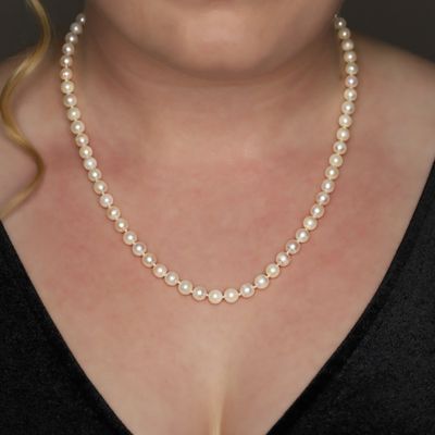 Sale Photo Thumbnail #414: Signed 14K Yellow Gold Pearl Strand Necklace