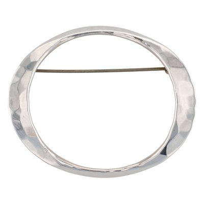 Sale Photo Thumbnail #430: Tone Vigeland Norway Sterling Silver Modern Oval Scarf Brooch