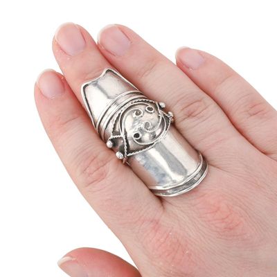 Sale Photo Thumbnail #526: Sterling Silver Articulated Armor Ring Size 9