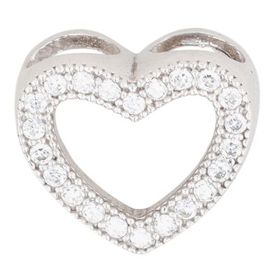 Sale Photo Thumbnail #581: Signed Sterling Silver CZ Open Heart Halo Pendant