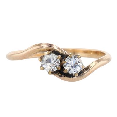 Sale Photo Thumbnail #233: Vintage Gold Filled Rhinestone Bypass Ring Size 6.75