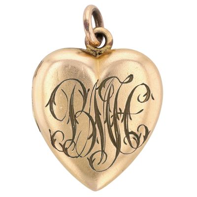 Sale Photo Thumbnail #373: Antique Carter Qvarnstrom & Remington Gold Filled Engraved Heart Locket
