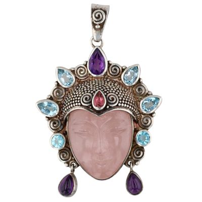 Sale Photo Thumbnail #468: Sajen Sterling Silver Multi-Stone Goddess Dangle Pendant