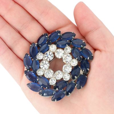 Sale Photo Thumbnail #16: Juliana D&E Silver Tone Rhinestone Layered Wreath Brooch
