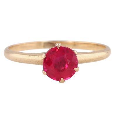 Sale Photo Thumbnail #389: Ostby & Barton 10K Gold Ruby Solitaire Ring Size 8