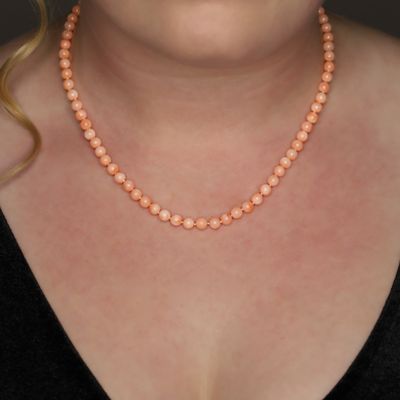 Sale Photo Thumbnail #409: 14K Yellow Gold Pink Coral Beaded Necklace