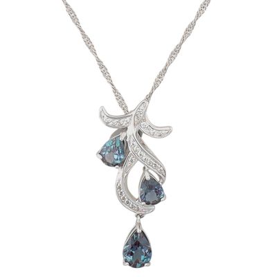Sale Photo Thumbnail #573: Signed Sterling Silver Mystic Topaz White Topaz Dangle Necklace