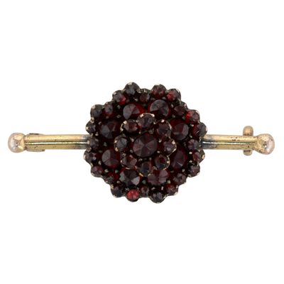 Sale Photo Thumbnail #331: Antique Gold Over Sterling Silver Garnet Bohemian Cluster Collar Brooch