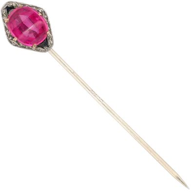 Sale Photo Thumbnail #330: PS Co. Gold Filled Ruby Art Deco Stick Pin