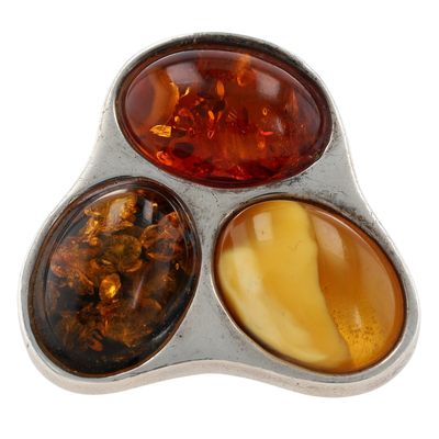 Sale Photo Thumbnail #550: Sterling Silver Multicolor Amber Ring Size 8.5
