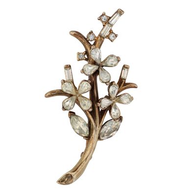 Sale Photo Thumbnail #24: Trifari Alfred Philippe Gold Tone Rhinestone Flower Brooch