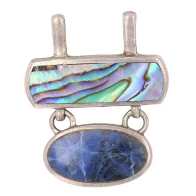 Sale Photo Thumbnail #530: Signed Sterling Silver Sodalite Abalone Pendant