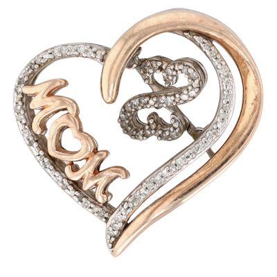 Sale Photo Thumbnail #422: Jane Seymour 10K Gold Sterling Diamond Mom Heart Pendant